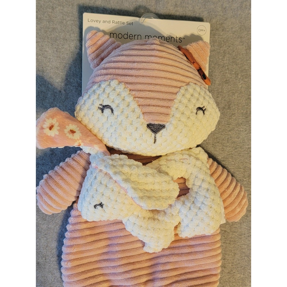 NWT Modern Moments By Gerber Lovey + Rattle Set Fox & Bunny Rabbit Security - Picture 2 of 6